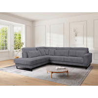 ECKSOFA ICON Dunkelgrau Cord Zierkissen, Rückenkissen, Nierenkissen  - Dunkelgrau/Schwarz, KONVENTIONELL, Textil/Metall (284/253cm) - Livetastic