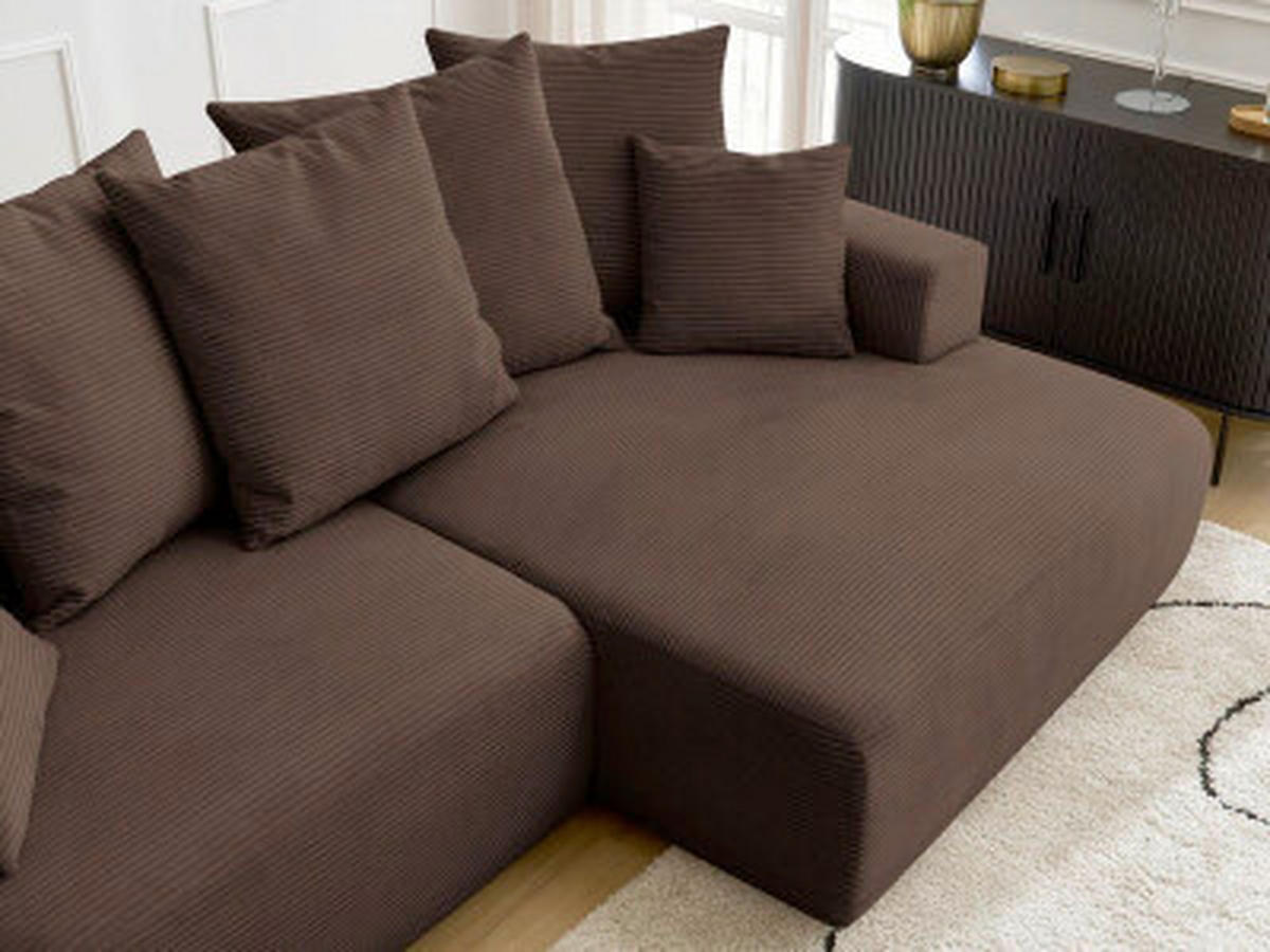 ECKSOFA Ottomane rechts  ATILLA Taupe Cord  - Taupe/Schwarz, MODERN, Kunststoff/Textil (244/149cm)