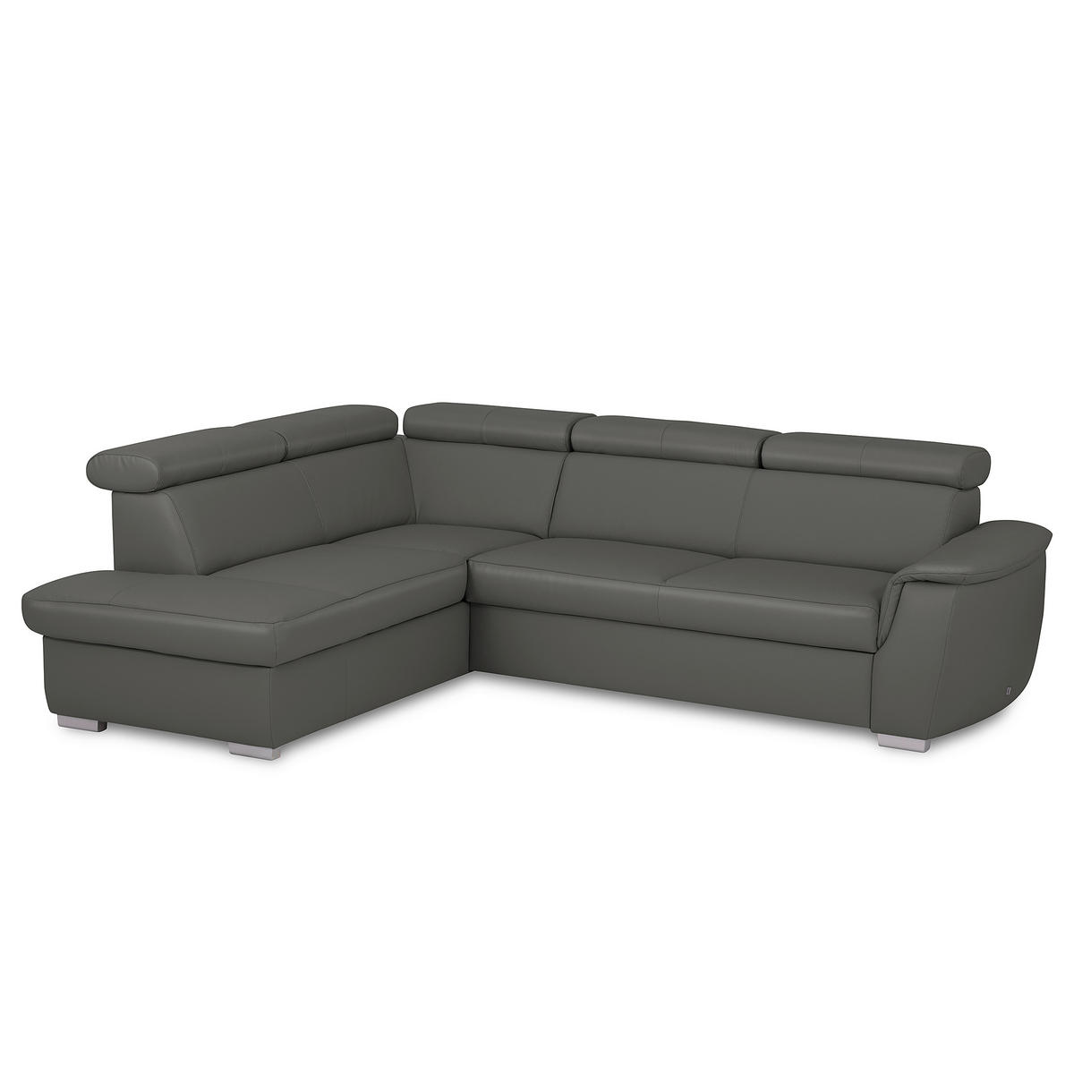 WOHNLANDSCHAFT  in Kombination Echtleder/Lederlook Anthrazit  - Anthrazit, Leder/Metall (211/262cm) - Celina Home