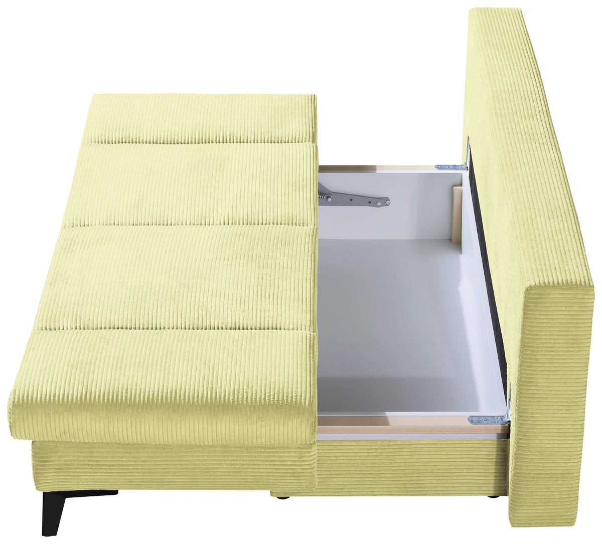 SCHLAFSOFA Cord Hellgrün  inkl. Bettkasten, Schlaffunktion, Armteilverstellung  - Schwarz/Hellgrün, Design, Textil/Metall (200/85/90cm) - Novel