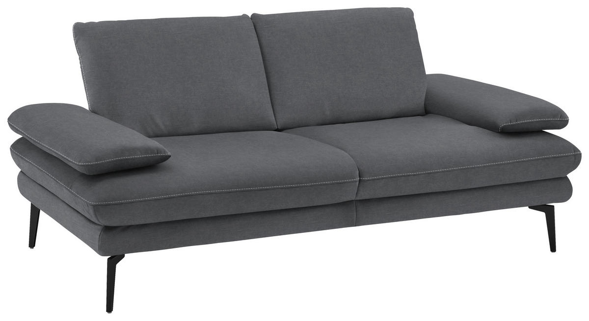 2,5-SITZER in Velours Silberfarben  - Beige/Silberfarben, Design, Textil/Metall (196/89/104cm) - Dieter Knoll