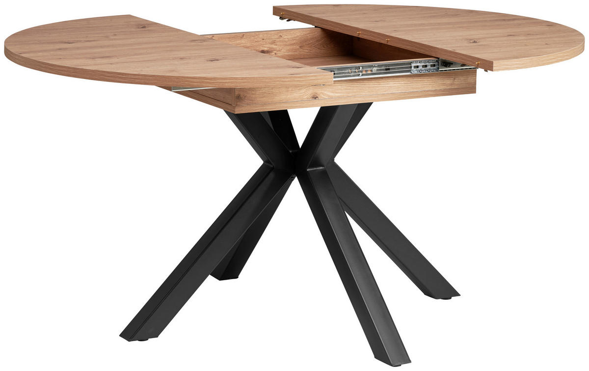 AUSZIEHTISCH Metall, Holzwerkstoff  - Schwarz/Eiche Artisan, Konventionell, Holzwerkstoff/Metall (110-150/76/110cm) - MID.YOU