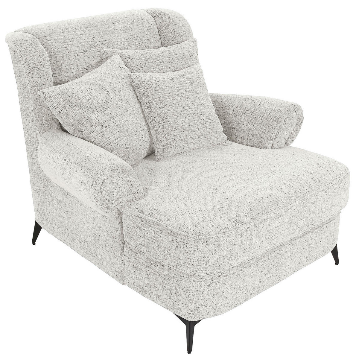 XXL-SESSEL in Chenille Beige  - Beige/Schwarz, Romantik / Landhaus, Textil/Metall (125/102/137cm) - Landscape