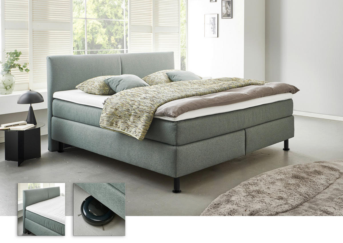 POSTELJA BOXSPRING   x  , žajbljevo zelena  - črna/žajbljevo zelena, Design, kovina (180/200cm) - Beldomo - Sleep