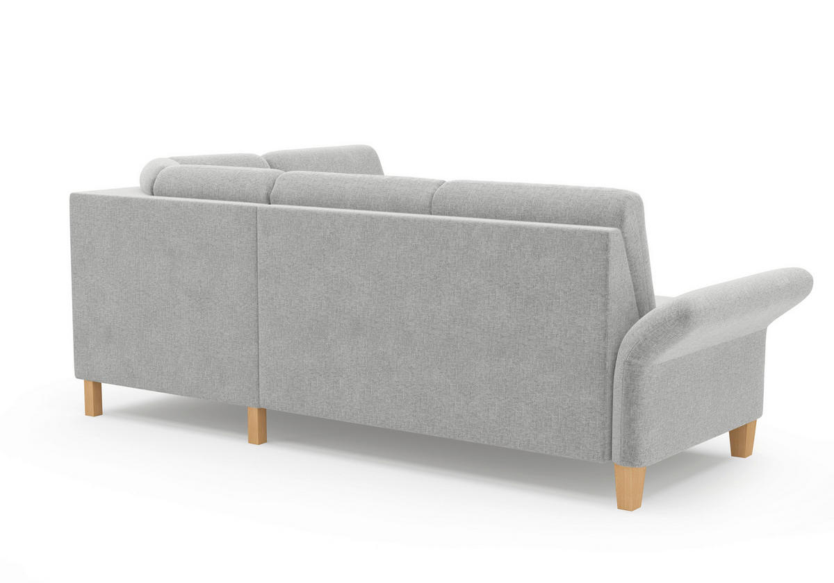 ECKSOFA ROCHELLE E Hellgrau Flachgewebe  - Eichefarben/Hellgrau, KONVENTIONELL, Holz/Textil (240/216cm) - Sit & More