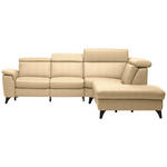 ECKSOFA in Echtleder Beige  285/239 cm  - Beige/Schwarz, Design, Leder/Metall (285/239cm) - Cantus