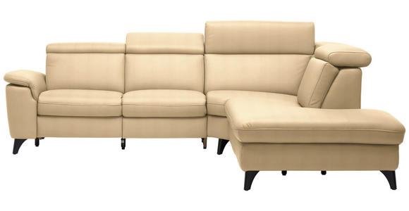 ECKSOFA in Echtleder Beige 285/239 cm - Beige/Schwarz, Design, Leder/Metall (285/239cm) - Cantus