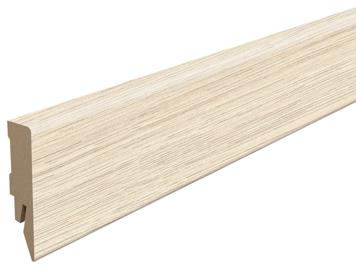 SOCKELLEISTE Eiche weiss Weiß  - Weiß, KONVENTIONELL, Holzwerkstoff (240/1.4/5.8cm) - Egger Holzwerkstoffe