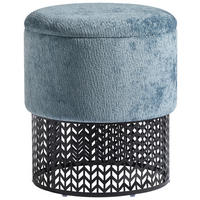 TABURETKA, kov, textil, kompozitné drevo, 40/44/40 cm - modrá, Design, kov/kompozitné drevo (40/44/40cm) - MID.YOU