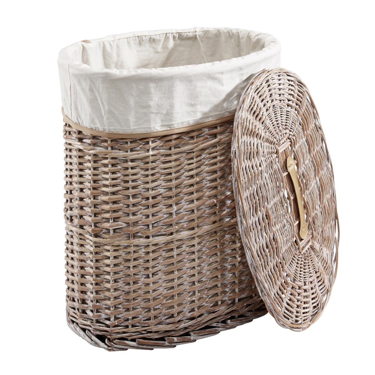 WÄSCHETONNE - Naturfarben/Weiß, LIFESTYLE, Holz/Textil (44/30/48cm) - Landscape