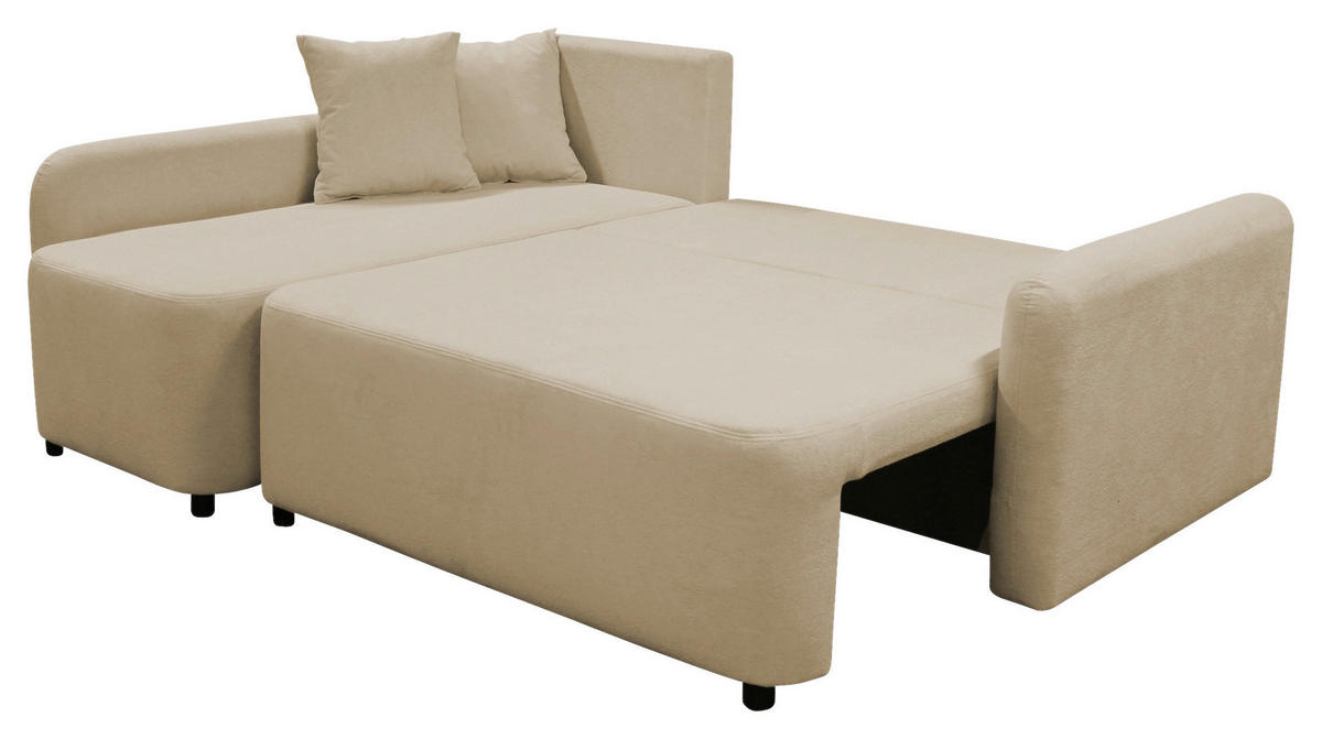 ECKSOFA STERN Beige Bouclé Zierkissen, Rückenkissen, Bettkasten  - Beige/Schwarz, Design, Kunststoff/Textil (152/207cm) - MID.YOU