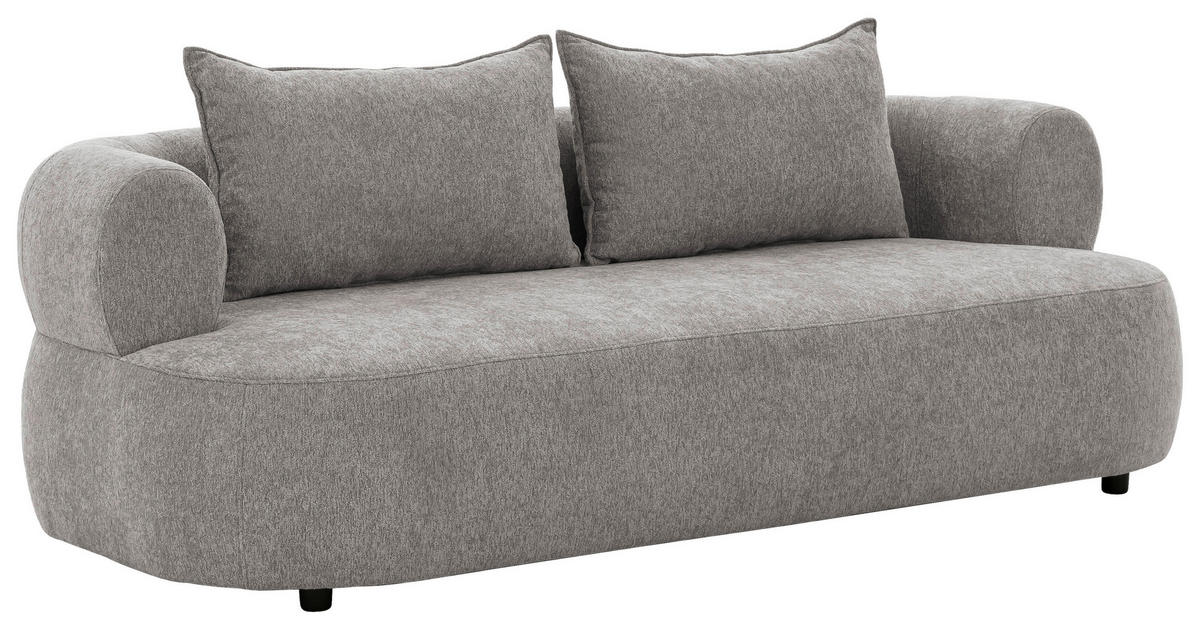 3-SITZER-SOFA in Chenille Grau  - Schwarz/Grau, Design, Kunststoff/Textil (200/76/96cm) - Livetastic