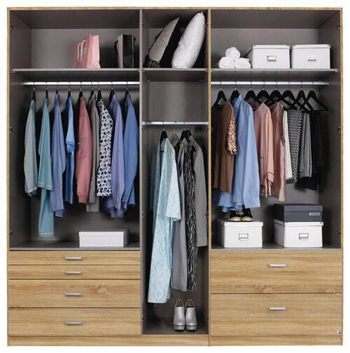 DREHTÜRENSCHRANK in Sonoma Eiche  - Alufarben/Sonoma Eiche, Basics, Glas/Holzwerkstoff (226/210/54cm) - Xora