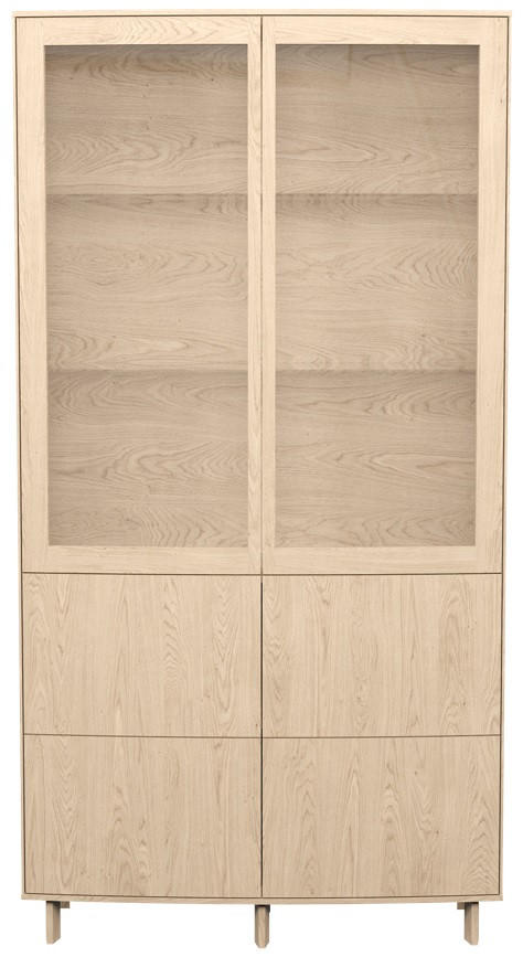 VITRINSKÅP i faner, delar i massivt trä ek vit, ekfärgad, transparent  - vit/ekfärgad, Design, trä/glas (100/192/37cm) - Skovby