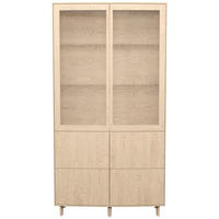 VITRINSKÅP i faner, delar i massivt trä ek ekfärgad, transparent, vit  - vit/transparent, Design, trä/glas (100/192/37cm) - Skovby