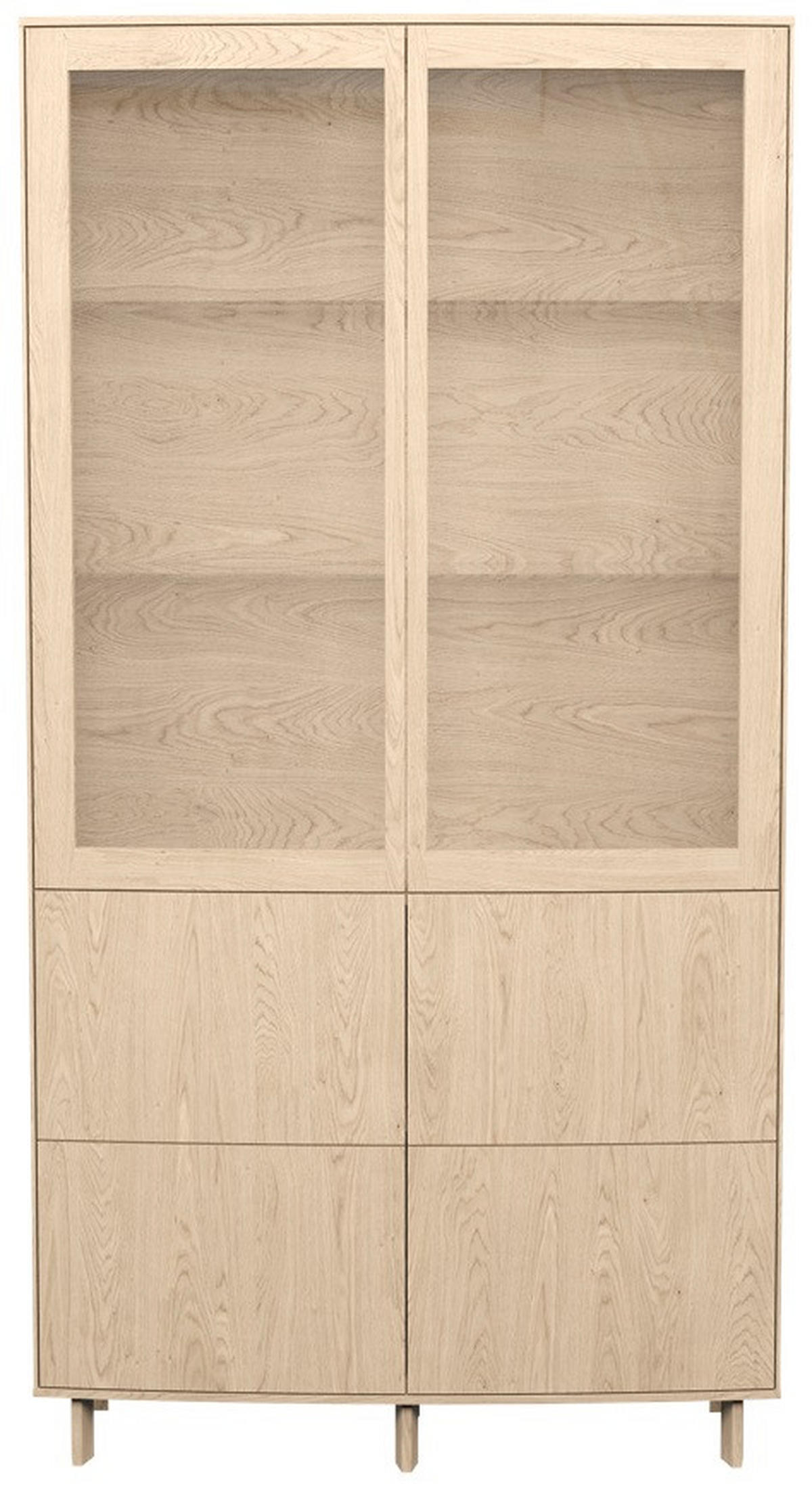 VITRINSKÅP i faner, delar i massivt trä ek ekfärgad, transparent, vit  - vit/transparent, Design, trä/glas (100/192/37cm) - Skovby