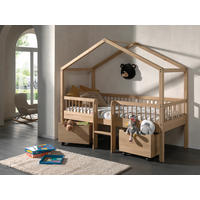 HAUSBETT Absturzsicherung, Leiter, Rollrost, Bettschublade 90/200 cm  in Eichefarben  - Eichefarben/Eschefarben, MODERN, Holz (90/200cm) - MID.YOU