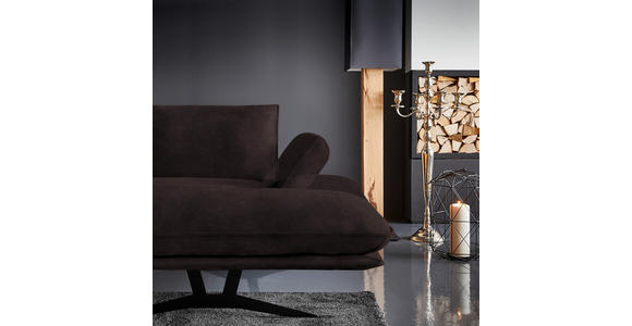 WOHNLANDSCHAFT in Echtleder Dunkelbraun - Dunkelbraun/Schwarz, Natur, Leder/Metall (217/359/155cm) - Dieter Knoll