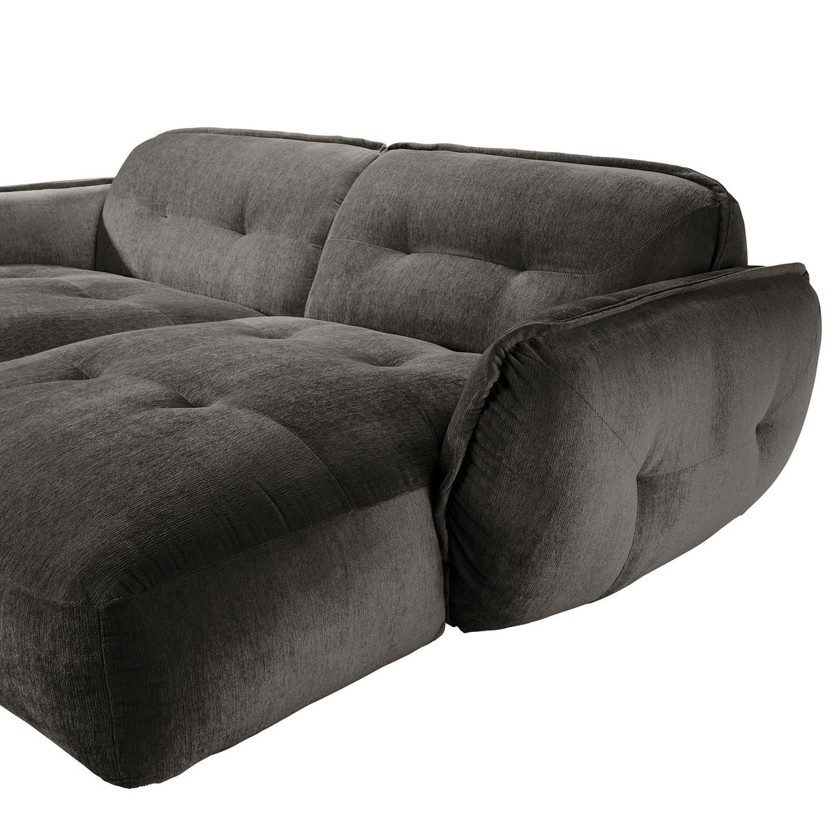 BIGSOFA in Chenille Anthrazit  - Anthrazit/Schwarz, Modern, Kunststoff/Textil (285/87/184cm) - Trendmanufaktur