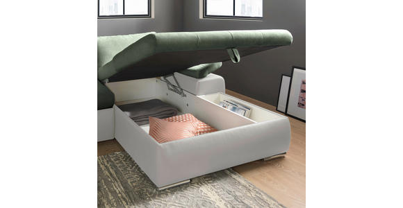 ECKSOFA  in Flachgewebe Weiß, Olivgrün  271/175 cm  - Weiß/Olivgrün, Design, Kunststoff/Textil (271/175cm) - Xora