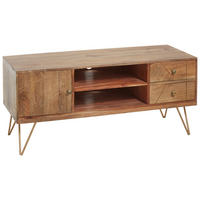 LOWBOARD  in 130/57/53 cm  - Hellbraun/Goldfarben, Design, Holz/Metall (130/57/53cm) - Landscape