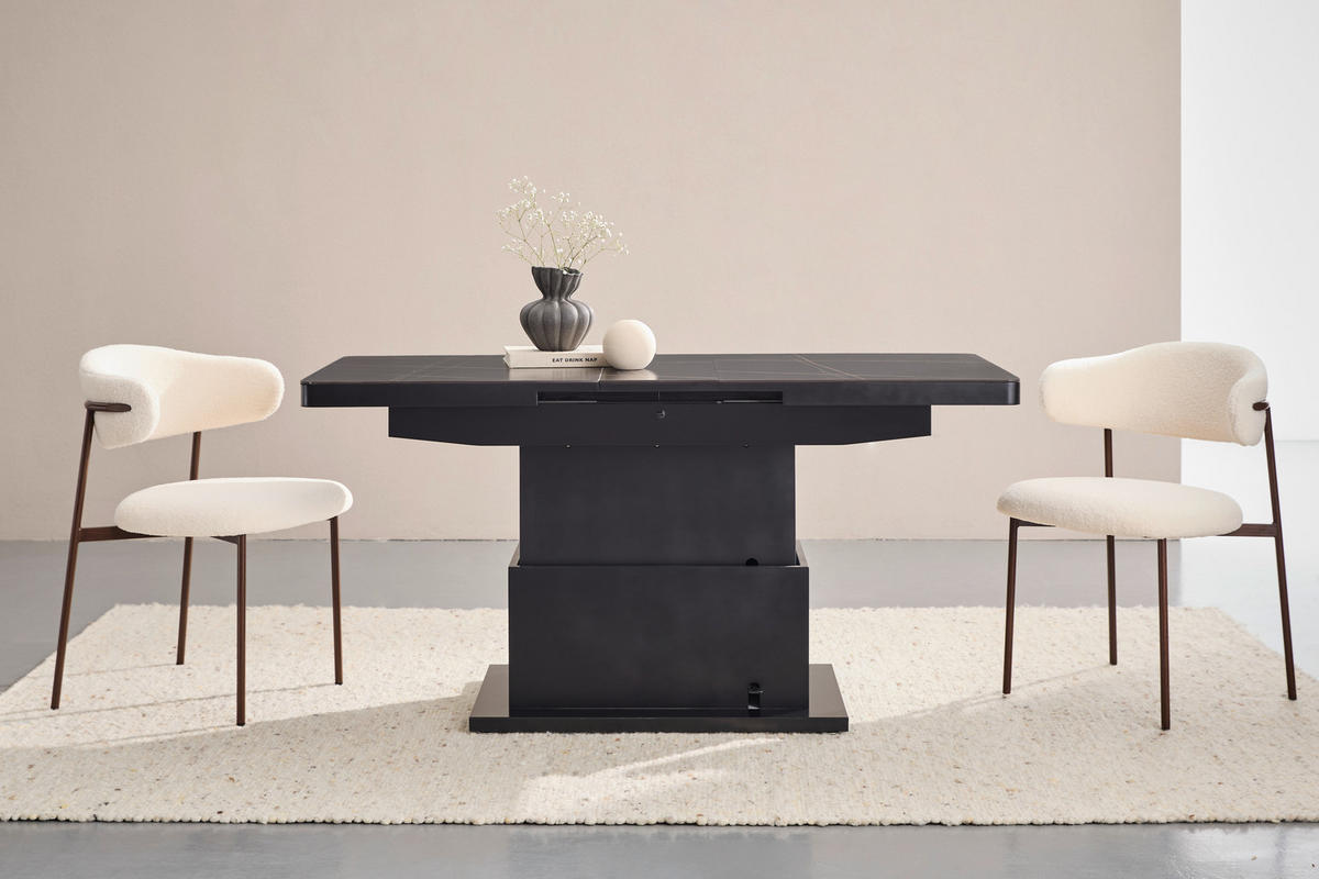 SOFFBORD i metall, keramik 125-150/49,5-79/70 cm  - svart, Design, metall/keramik (125-150/49,5-79/70cm) - Livetastic