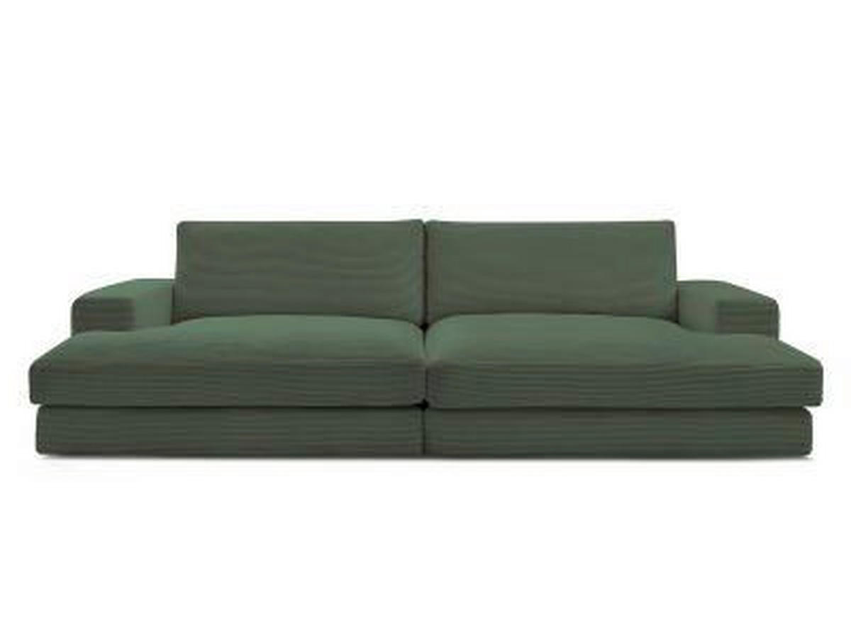 BIGSOFA LEONARD Cord Dunkelgrün  - Dunkelgrün/Schwarz, MODERN, Kunststoff/Textil (234/77/159cm)