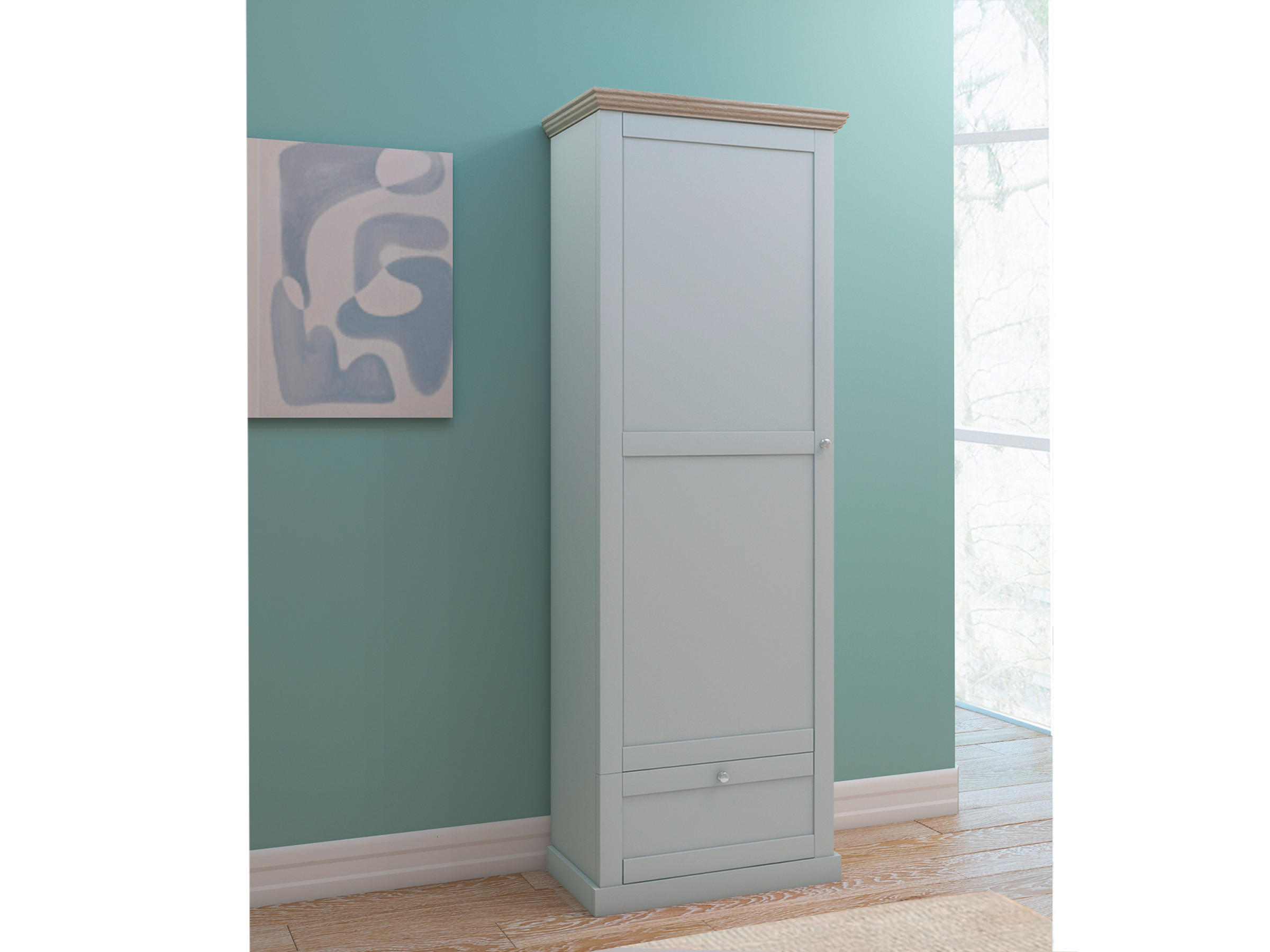 GARDEROBENSCHRANK 60/180/35 cm  - Eichefarben/Silberfarben, Design, Holzwerkstoff/Metall (60/180/35cm) - MID.YOU
