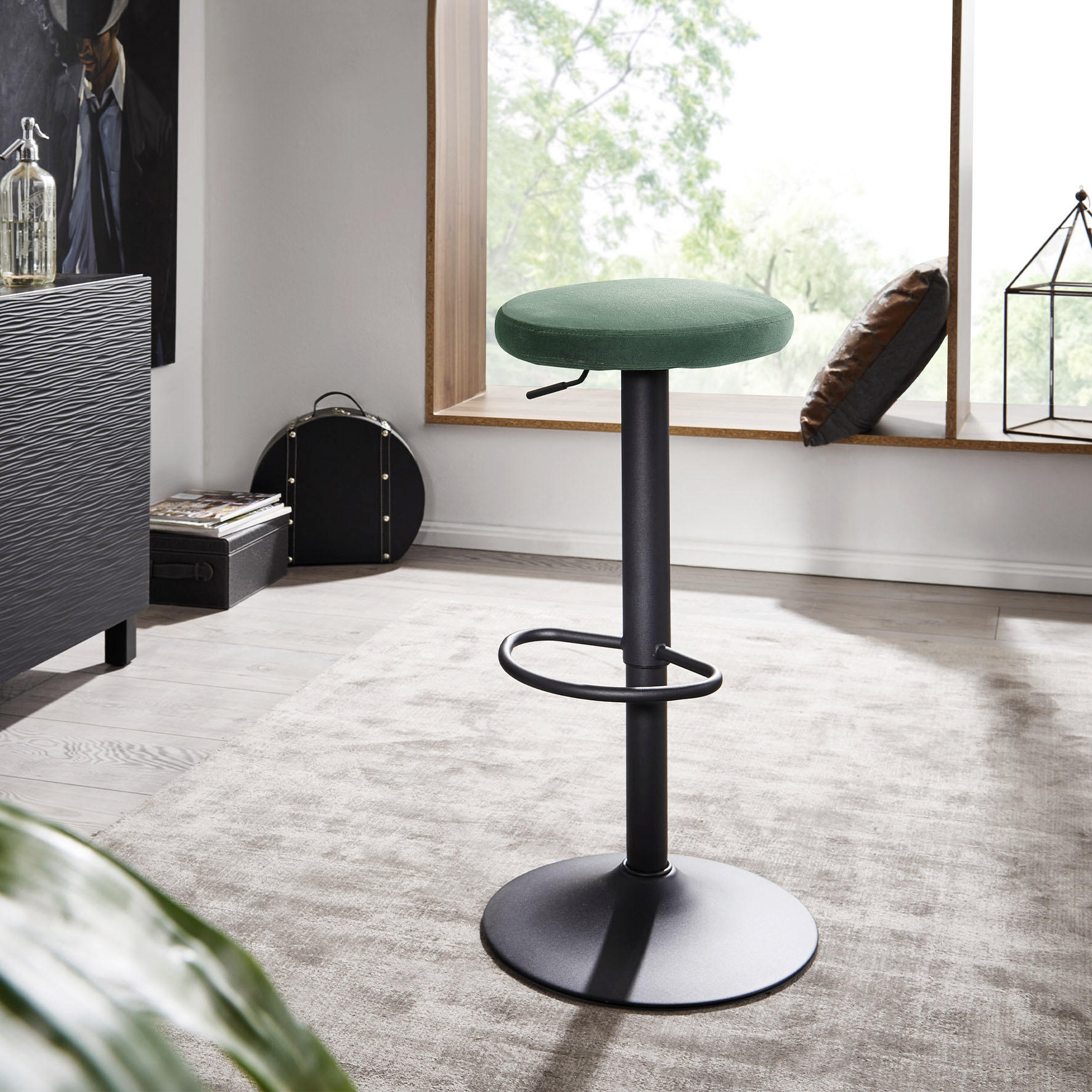 BARPALL i grön  - grön/svart, Modern, metall/textil (40/79/40cm) - MID.YOU