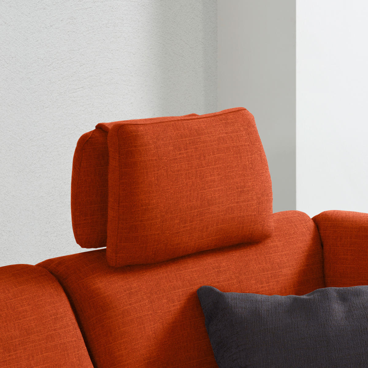 ECKSOFA  in Chenille Orange  226/208 cm  - Schwarz/Orange, KONVENTIONELL, Textil (226/208cm) - Sedda