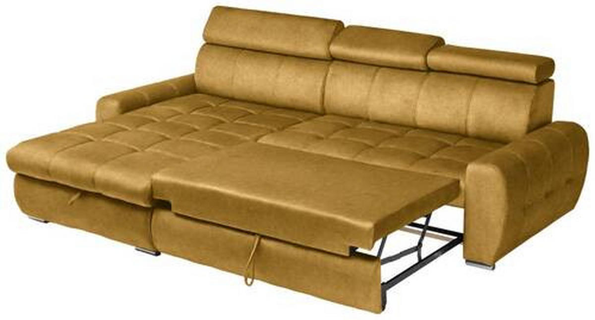 ECKSOFA in Velours Gelb  - Chromfarben/Gelb, Design, Kunststoff/Textil (173/276cm) - Stylife