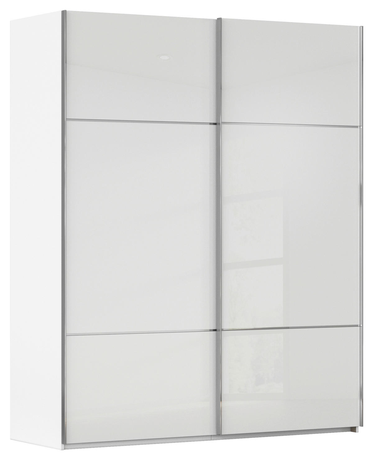 SCHWEBETÜRENSCHRANK  in Weiß  - Chromfarben/Weiß, KONVENTIONELL, Glas/Holzwerkstoff (201/223/67cm) - Novel