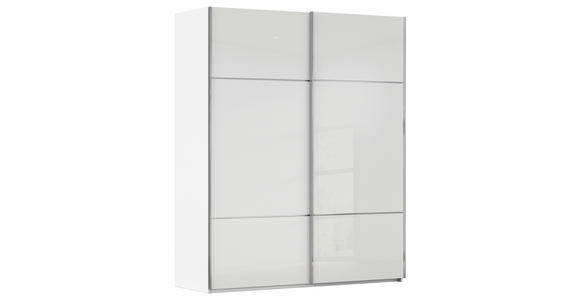 SCHWEBETÜRENSCHRANK in Weiß - Chromfarben/Weiß, KONVENTIONELL, Glas/Holzwerkstoff (201/223/67cm) - Novel