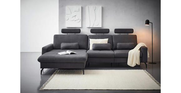 ECKSOFA  in Mikrofaser Anthrazit  180/302 cm  - Anthrazit/Schwarz, KONVENTIONELL, Textil/Metall (180/302cm) - Carryhome