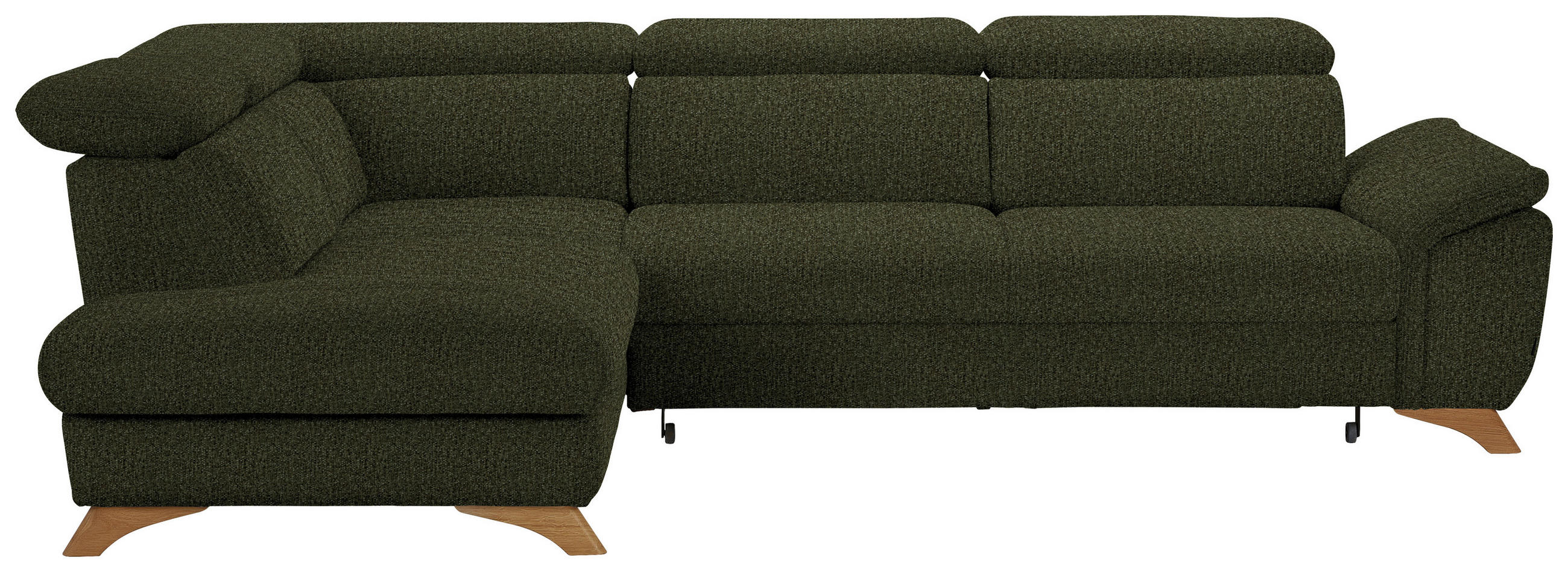 ECKSOFA MERCURY Olivgrün Chenille  - Eichefarben/Olivgrün, MODERN, Holz/Textil (212/287cm) - Valnatura