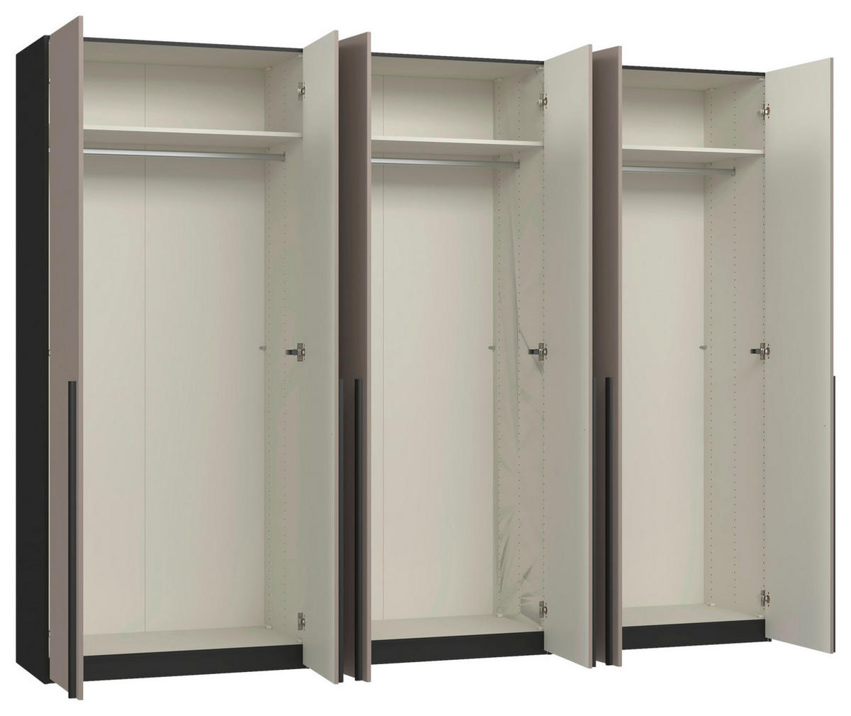 DREHTÜRENSCHRANK 303/236/59 cm,  in Schwarz, Hellbraun, 6-türig  - Hellbraun/Schwarz, Design, Glas/Holzwerkstoff (303/236/59cm) - Jutzler