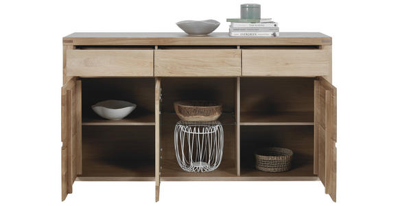 SIDEBOARD Alteiche 170/92/44 cm - Alteiche/Grau, KONVENTIONELL, Glas/Holz (170/92/44cm) - Voleo