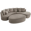 Wohnlandschaft inkl. Hocker Graubraun Cord  - Graubraun/Schwarz, Design, Kunststoff/Textil (300/160cm) - Livetastic