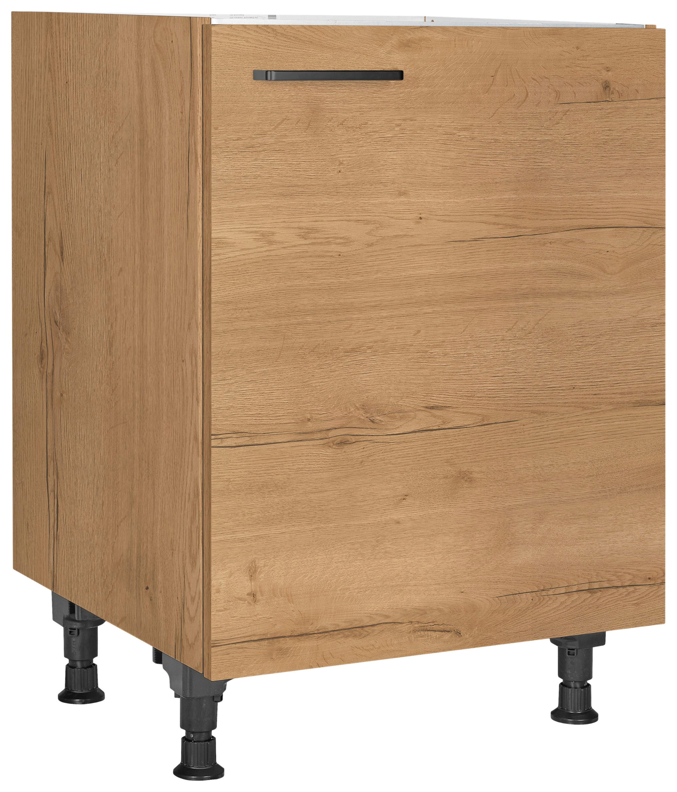 SPÜLENUNTERSCHRANK 60/87/56 cm  in Eichefarben  - Eichefarben/Schwarz, MODERN, Holzwerkstoff/Metall (60/87/56cm) - Nobilia