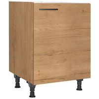 SPÜLENUNTERSCHRANK 60/87/56 cm  in Eichefarben  - Eichefarben/Schwarz, MODERN, Holzwerkstoff/Metall (60/87/56cm) - Nobilia