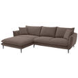 ECKSOFA  in Webstoff Braun  196/304 cm  - Schwarz/Braun, KONVENTIONELL, Textil/Metall (196/304cm) - Hom`in