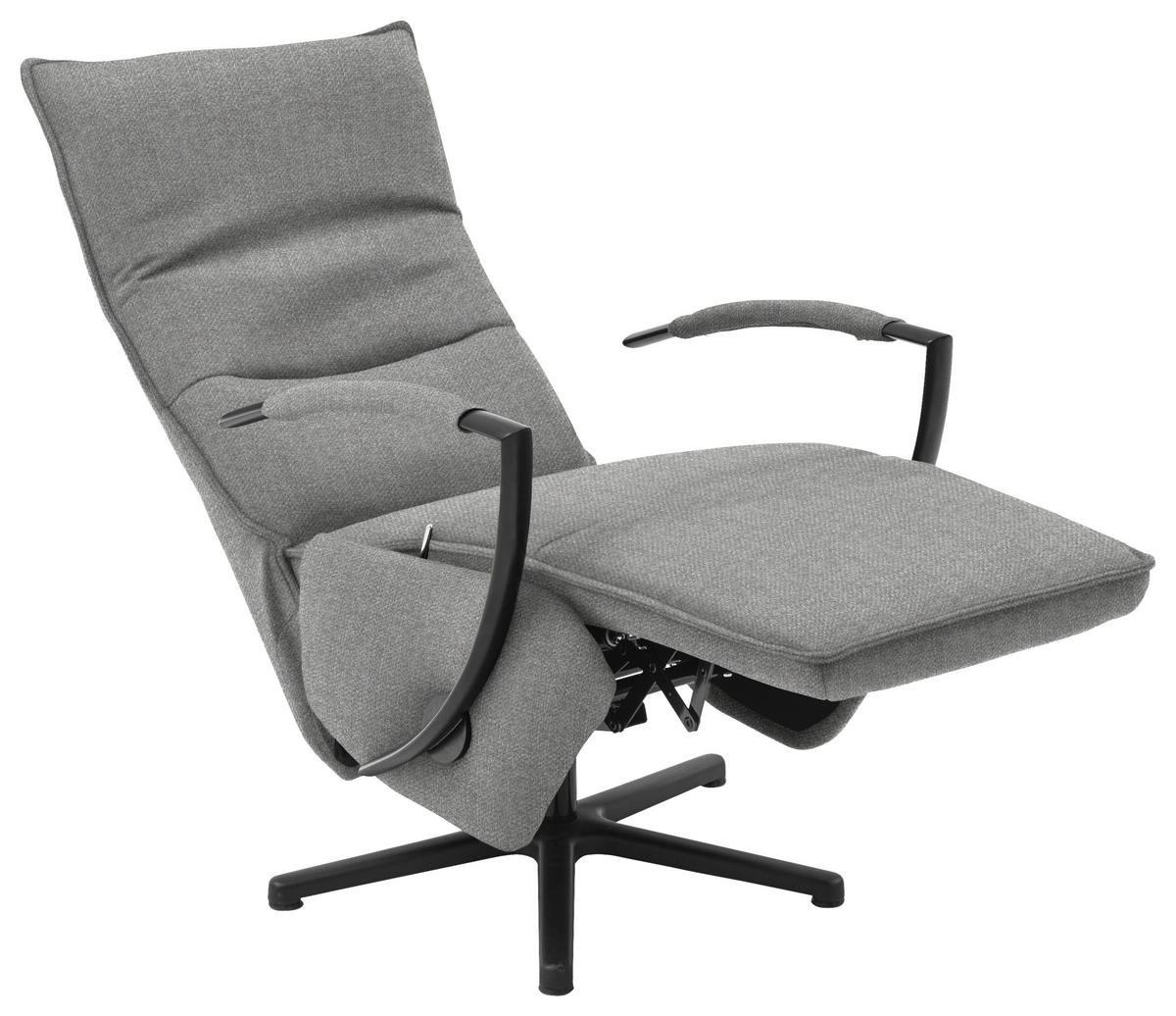 RELAXSESSEL Webstoff Relaxfunktion    - Hellgrau/Schwarz, Design, Textil/Metall (66/110-114/84cm) - Moderano