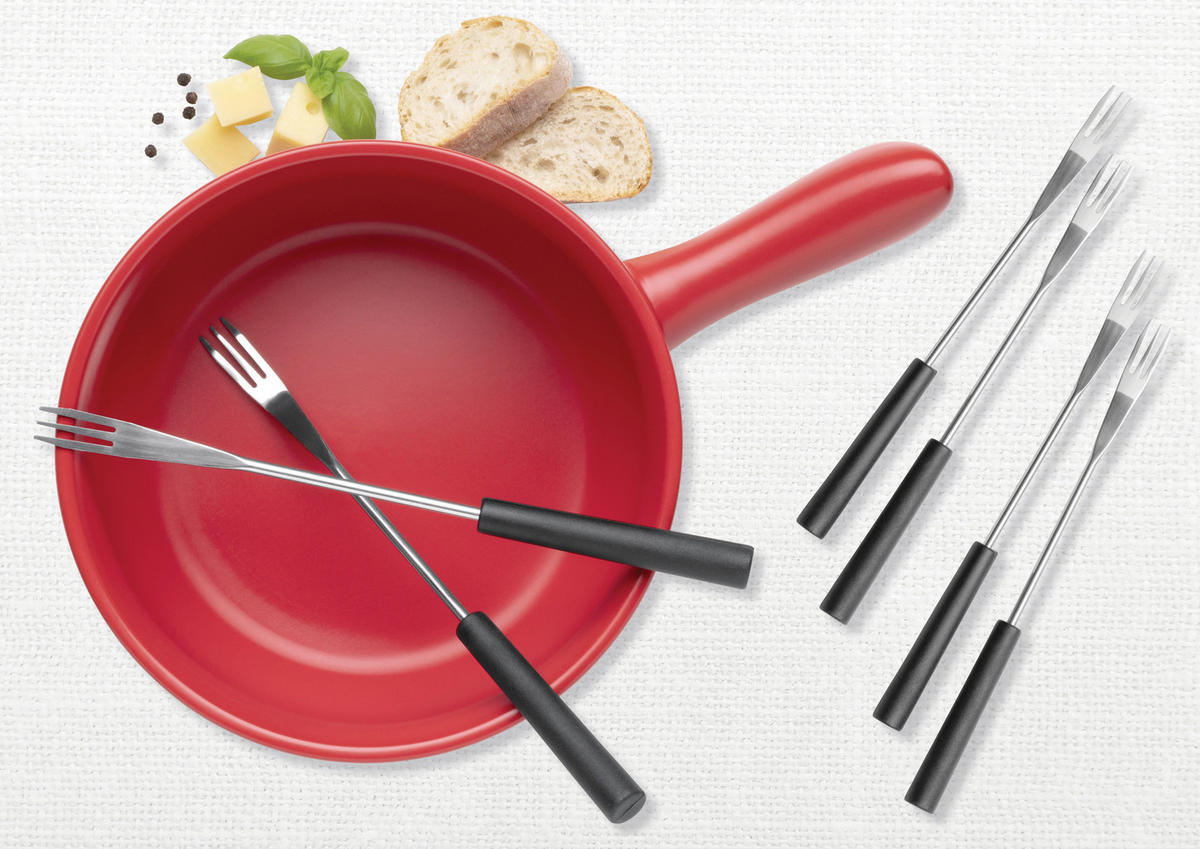 FONDUESET  - Rot/Schwarz, Trend, Keramik/Metall (34/22,5/19cm) - Mäser