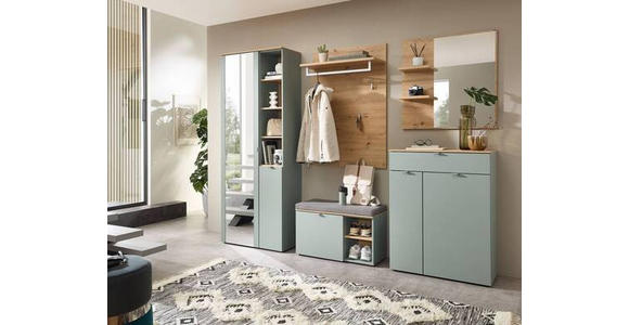 GARDEROBENSCHRANK Bari in 78/202/38 cm - Salbeigrün/Silberfarben, Design, Glas/Holzwerkstoff (78/202/38cm) - Xora