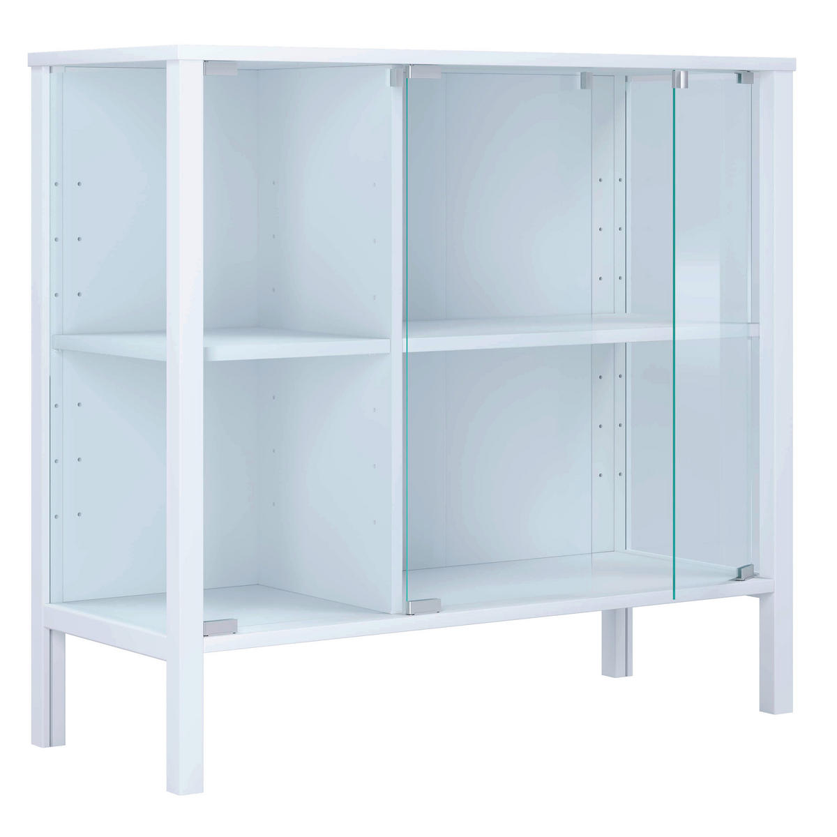 ŠIROKÁ KOMODA, čiré, bílá, 87/80/35 cm - bílá/čiré, Design, kompozitní dřevo/plast (87/80/35cm) - Livetastic