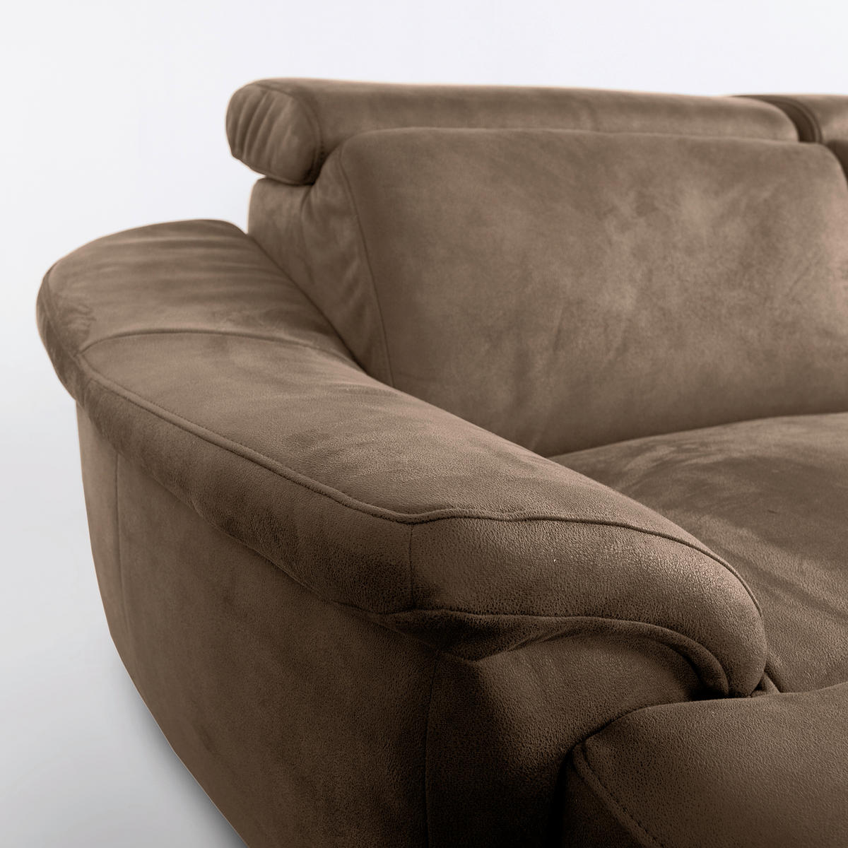WOHNLANDSCHAFT Mikrofaser Braun  - Chromfarben/Braun, Design, Textil/Metall (238/347/273cm) - Livetastic