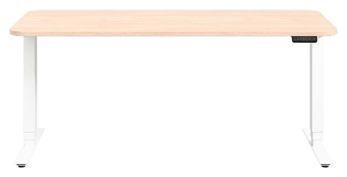 SCHREIBTISCH 160/80/64-128 cm  in Weiss, Eichefarben  - Weiss/Eichefarben, Design, Holzwerkstoff/Metall (160/80/64-128cm) - Cantus