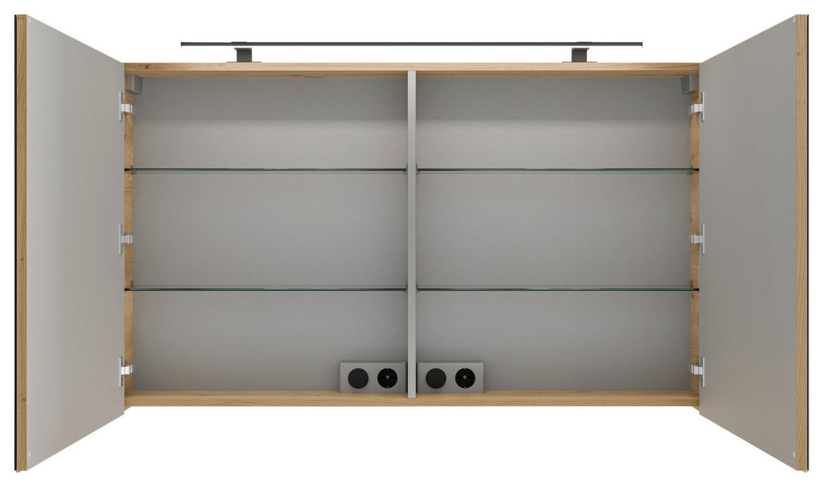SPIEGELSCHRANK 120/70,3/17 cm  - Silberfarben/Schwarz, KONVENTIONELL, Glas/Holzwerkstoff (120/70,3/17cm) - Dieter Knoll