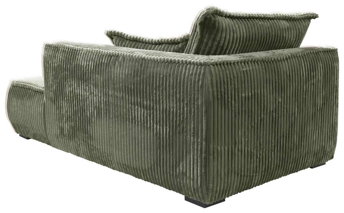 RÉCAMIERE in Cord Grün  - Schwarz/Grün, Design, Holz/Textil (207/75/121cm) - MID.YOU