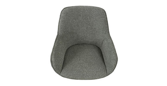 ARMLEHNSTUHL  Sitzfläche 360° drehbar, automatische Rückholfunktion Leinenoptik  - Schwarz/Grün, Design, Textil/Metall (64/84/61cm) - Novel